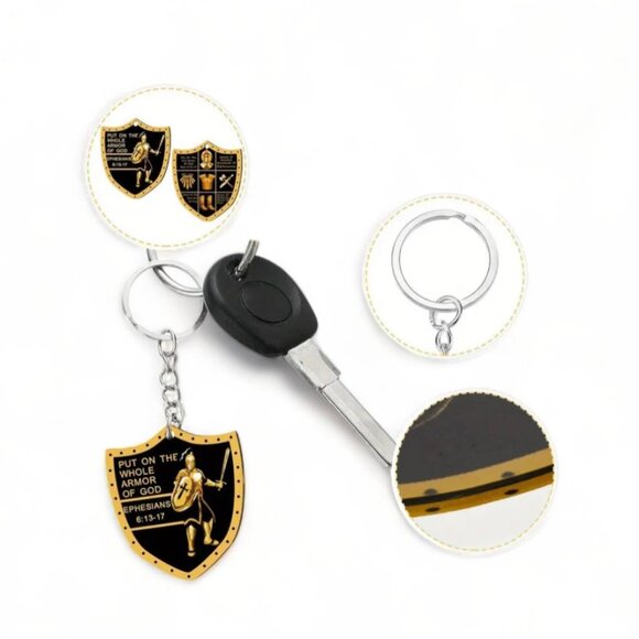 NEW - ARMOR OF GOD BUNDLE BLACK TSHIRT,KEYCHAIN & BRACELET UNISEX - SZ LARGE - Picture 8 of 11